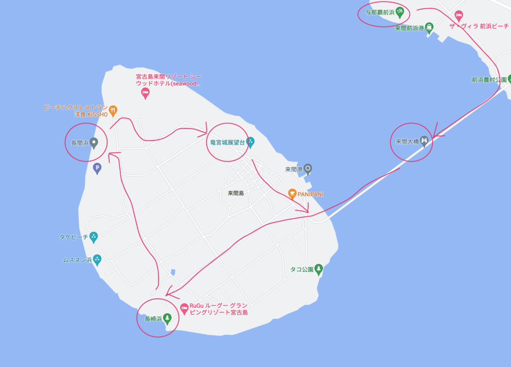 沖縄県宮古島：来間島の地図