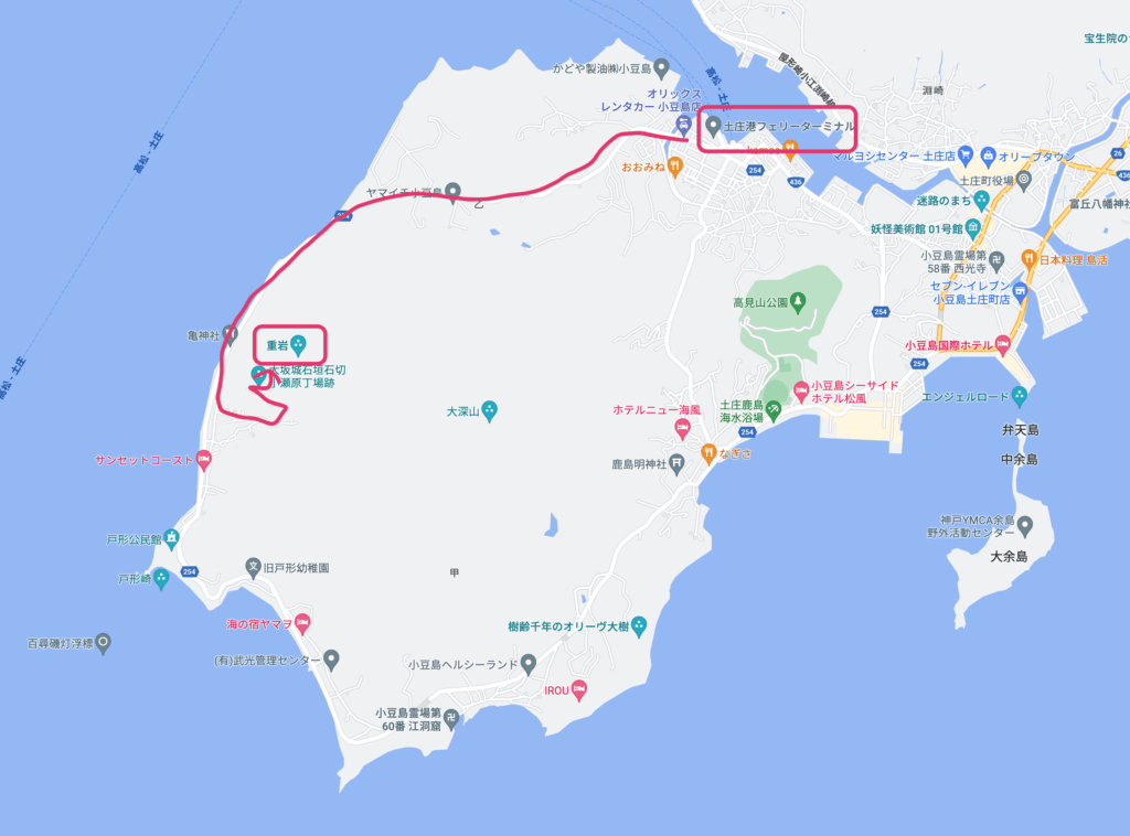 香川県小豆郡：小豆島の重岩の地図