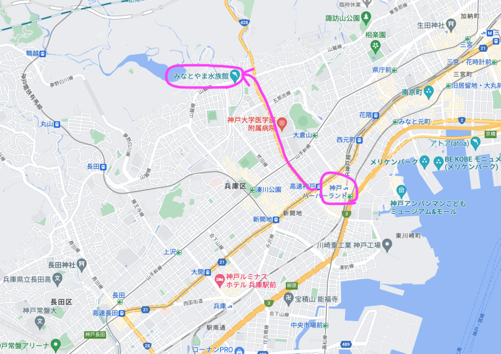 兵庫県神戸市：みなとやま水族館マップ